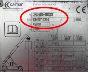 Kalmar forklift's serial number